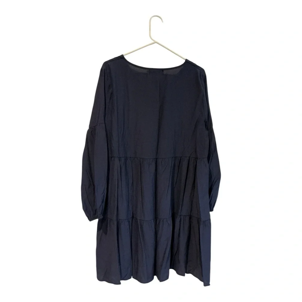 Misslook Navy Blue Tiered Babydoll Long Sleeve Dress Size XL - Picture 3 of 7